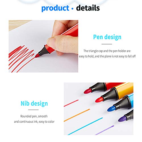 24 Colors Art Markers Pens, Washable Watercolor Fine Tip Marker Set for Kids and Adult, Artist Drawing Marker Pens with Case for Coloring Animation Illustration Painting Card Making
