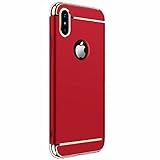 iPhone X case Luxury Electroplating Premium 3 In 1 Shockproof Protector cover For iPhone10 (red)