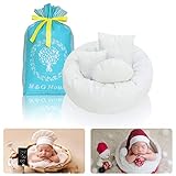 4PC Newborn Photo Props | Baby Photography Basket Pictures | Baby Shower Gift | Infant Posing Props (1 Photo Donut and 3 Posing Pillows) Fits 0-3 Month