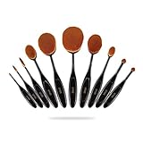 Makeup Brush Set 10 Pieces Spaire Professional Oval Makeup Brushes with Super Soft Dense Bristles 90 Degree Bending Grip Refined Gift Box