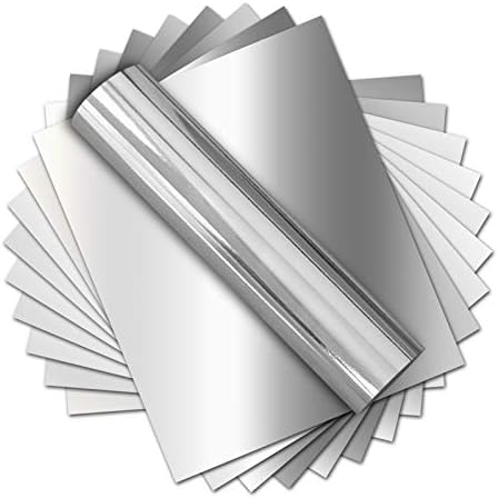 Stretchable Metallic Heat Transfer Vinyl Silver Foil, Iron On HTV Bundle for DIY Your Own Clothes, 12x10 Inch, Pack of 10 Sheets, Eco-Friendly