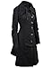 Allonly Women's Button Closure Asymmetrical Hem Long Trench Black Cloak Coat,Black,Large