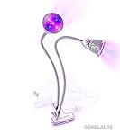 GORILLALITE LED Grow Lights Desk Lamp With 2 Heads | Flexible Gooseneck Arm & Spring Clip On Mechanism | For Indoor Greenhouse, Plants & Herbs Growing, Outdoors, Office, Balcony, Home, College & More