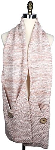 Essential Women's Winter Warm Melange Knit Scarf with Pockets (Light Pink)