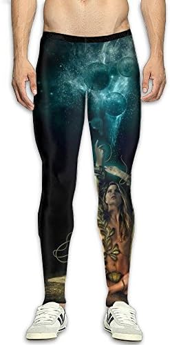 EWUYBZ Men's Compression Pants Baselayer Running Tights Fantasy 3D Print Fitness Sports Leggings