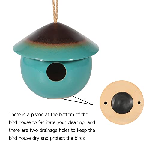 Tenforie Bird House Ceramic Birdhouse Bird Hut Hanging Outdoor
