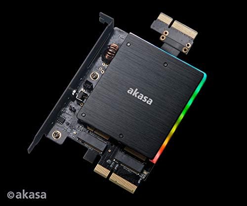 Akasa Dual M.2 PCIe SSD Adapter with RGB LED Light and heatsink