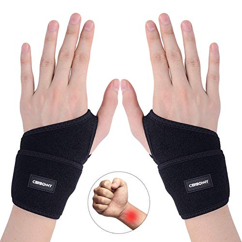 CERBONNY Carpal Tunnel Wrist Brace,2Pack Wrist Support Brace Adjustable Wrist Strap Reversible Wrist Brace for Sports Protecting/Tendonitis Pain Relief/Carpal Tunnel/Arthritis-Right&Left