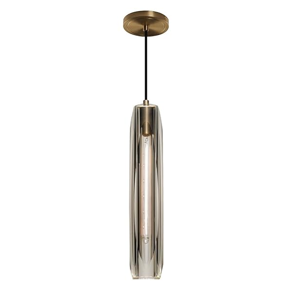KCO LIGHTING SMOKEY CRYSTAL PENDANT LIGHT ANTIQUE BRASS...
