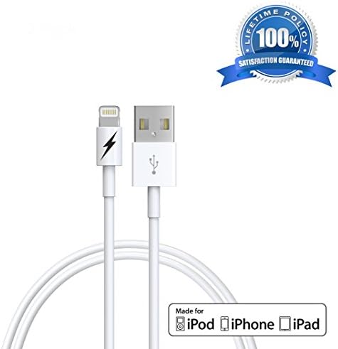 [Apple MFi Certified] iPhone 5 &amp; 6 Charging Cable. 8-pin Lightning Cord USB for iPhone 6 &amp; 6 Plus/5/5s/5c &amp; iPads - Portable White Connector for Home or Travel - Fits iPad Mini, iPad Air, iPod Nano and iPod Touch &amp; iPhone 5's - Genuine Authentication Chip Ensures the Highest Quality Charge with the Fastest Sync and Data Transfer for All IOS Devices - Extremely Durable (1x 1 Meter/3.3 Feet)!