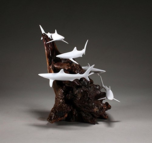 SHARK SCHOOL Sculpture by JOHN PERRY 11 in high Pellucida Statue Figurine - Thumbnail 2
