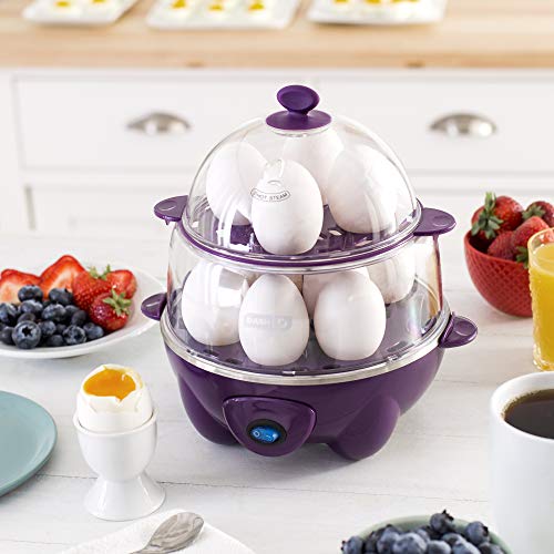 DASH DEC02PU Deluxe Rapid Egg Cooker Electric, 12 Capacity for Hard