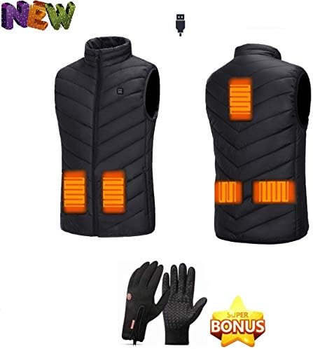 Freefa Electric Heated Vest USB Lightweight Size Right 5 Heating Zones Water Wind Resistant with Touchscreen Glove
