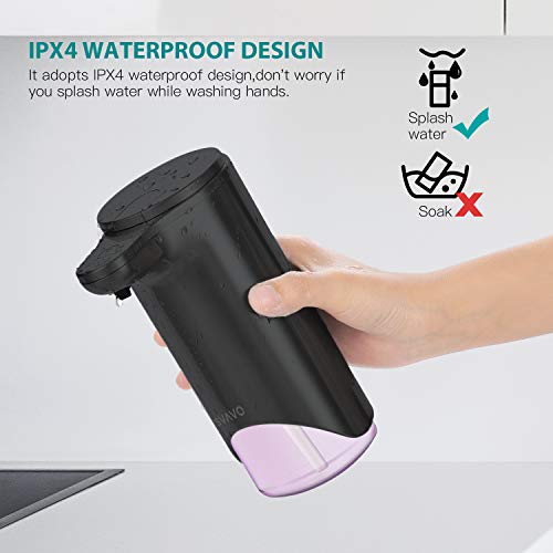 SVAVO Automatic Foaming Soap Dispenser, Hands-free Touchless Countertop Sensor Soap Dispensers Pump for Bathroom Kitchen Home Office Hotel School, Adjustable Foam Volume, 10oz 280ml (Black)