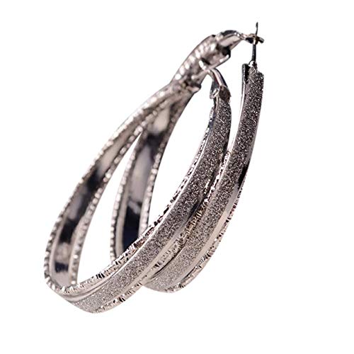 Gbell Women Dull Polish Drop Hoop Earrings Party Jewelry - Large Round Dangle Drop Earrings for Ladies Girls,5.5cmx 5cm (Silver)