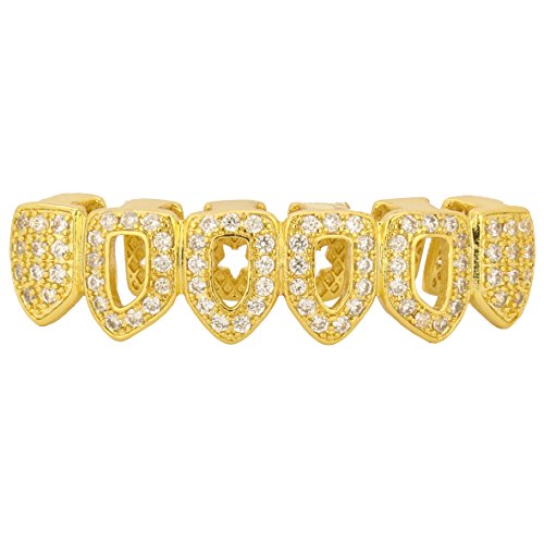 L&L Nation 18K Gold Plated Side Cz HOLLOW Bottom GRILLZ Mouth Teeth Grills
