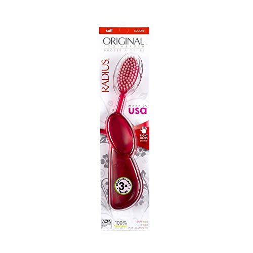 RADIUS Toothbrush Big Brush Right Berry/Natural | BPA Free and ADA Accepted | Designed to Improve Gum Health and Reduce the Risk of Gum Disease |Made with Sustainable Materials