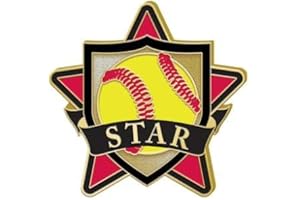 CROWN AWARDS Softball Pin - 1.25" Softball Star Enamel Lapel Pin