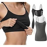 Vislivin Womens Cotton Camisole Adjustable Strap Tank Tops with Shelf Bra Stretch Undershirts