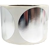 Metallic Silver Color Coding Labels – 3 Inch Round Circle Dots, 500 Total Adhesive Stickers on a Roll for Inventory, Organization, Warehouse, and Retail – Made in The USA