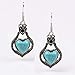 Chengxun Pure Blue Tibetan Love Heart Created Turquoise Silver Fishhook Dangle Drop Earrings for Women