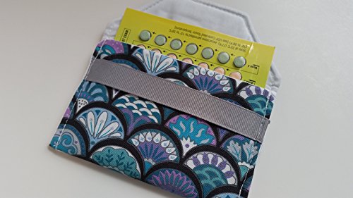 Birth control ribbon case- Discrete pill holder- Purple, Teal, and Blue Fans
