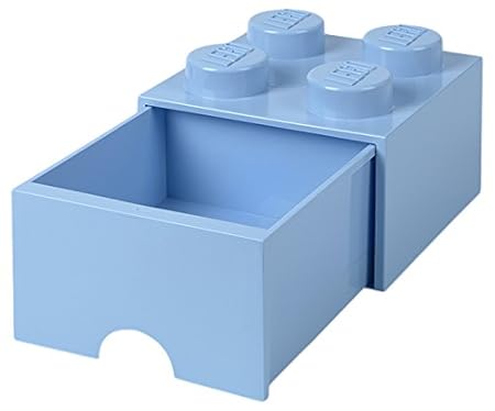 LEGO 4005 Brick 4 Knöpfe, 1 Schublade, stapelbar Aufbewahrungsbox, 4,7 l, hellblau, Plastik Legion/Light Royal Blue 25 x 25 x