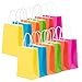 Neon Gift Bags with Handles for Birthday Party (6 Colors, 6.25 x 8.5 In, 24 Pack)