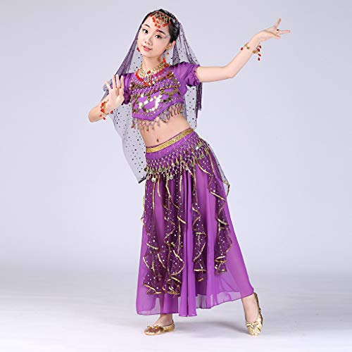 image for CCOOfhhc Girls Halloween Costume Set - Kids Belly Dance Halter Top Dre