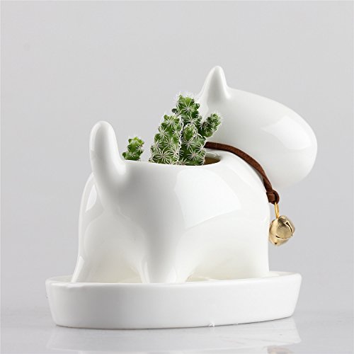 image for NCYP Little Dog White Ceramic Succulent Plant Flower Pot Flowerpot Pla