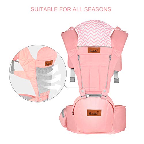 Bable Baby Carrier with Hip Seat, 6-in-1 Ergonomic Baby Carrier for Infants and Toddler, Soft Extra Padded Baby Carrier for All Seasons