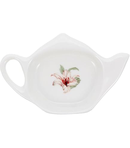 HOME-X Set Of 2 White Porcelain Teapot Spoon Rests - Tea Bag Holder & Coaster - View #8