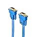 DTech 3m Ultra Slim Flat Computer Monitor VGA Cable 10 Feet 15 Pin Male to Male Connector Wire - Blue