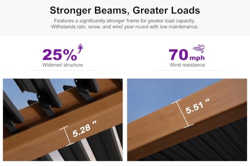 PURPLE LEAF 10x12 Deep Teak Louvered Pergola Review: Adjustable Aluminum Patio Cover image 27