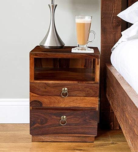 Zivanto Sheesham Wood Bedside Table For Bedroom Wooden Side End