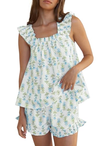 H5n577 Juego de Pijama, Azul Verde, M Mujeres