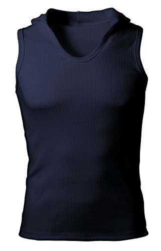 Nyfashioncity Mens White Cotton sleeveless hoodie gym athletic tank top shirts Medium