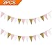 MF2FLAY Glitter Paper Banner, 20 Feet Triangle Sparkling Garland with 15PCS Pennants, Perfect Hanging Decoration for Wedding, Baby Shower and Party Supplies - 2PCS x10 Feet (Pink+White+Gold)