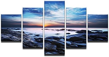 5 Panels Seaview Scenery Beach Canvas Print Painting Modern Canvas Wall Art for Wall Oil Picture Home Decor Artwork