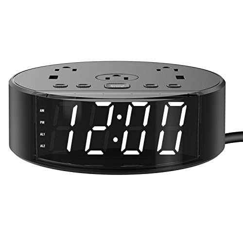 Alarm Clock Alarm Clock with USB Charger Charging Ports and Power
