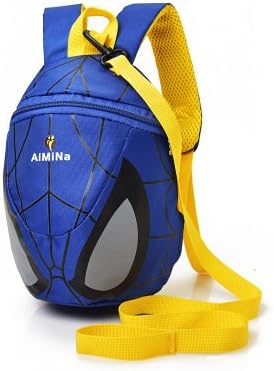 Baby Toddler Safety Harness Backpack Child Kids Cute Cartoon Strap Shoulder Backpack Bag with Reins Leash Rucksack Harness Walkers Tether Belt (Blue(spider))