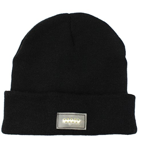 EZGO 5 LED Hands Free Unisex Lighted Beanie Power Stocking Cap/Hat, Perfect Hands Free Flashlight for Hunting, Camping, Grilling, on/off Switch Hidden in the Cap, Black