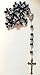 Deep Blue Glass Crystal Beads Rosary Necklace Holy Soil Medal Silver Plated New in Box