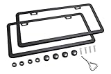 Ohuhu 2 PCS License Plate Frames New Slim Black License Plate Covers WONT Block Letters / Stickers