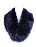 Soul Young Faux Fur Collar Women's Neck Warmer Scarf Wrap,Navy,One Size