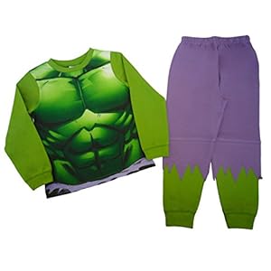 Pijama del increíble Hulk para niños desde 2 a 3 años hasta 7 a 8 años