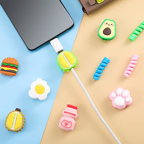 Frienda 30 Pieces Cute Cable Protector Cable Saver Animal Bite Charging