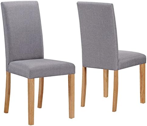 NEW HAVEN Set of 2 Grey Fabric Dining Chairs