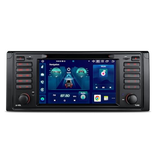 XTRONS Android 14 Car Radio for BMW E39 M5, 7 Inch IPS Octa Core 4+64GB Car Radio with Navigation System, Built-in 4G LTE Gyroscope Sensors Car Play AKM DSP GPS Bluetooth WiFi DVD
