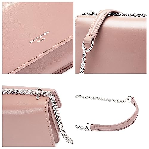 David Jones - Small Shoulder Bag for Women - PU Leather Hand Bag with Flap - Messenger Crossbody Bag Clutch Evening Clutch Bag Elegant Shopping Travel - White
